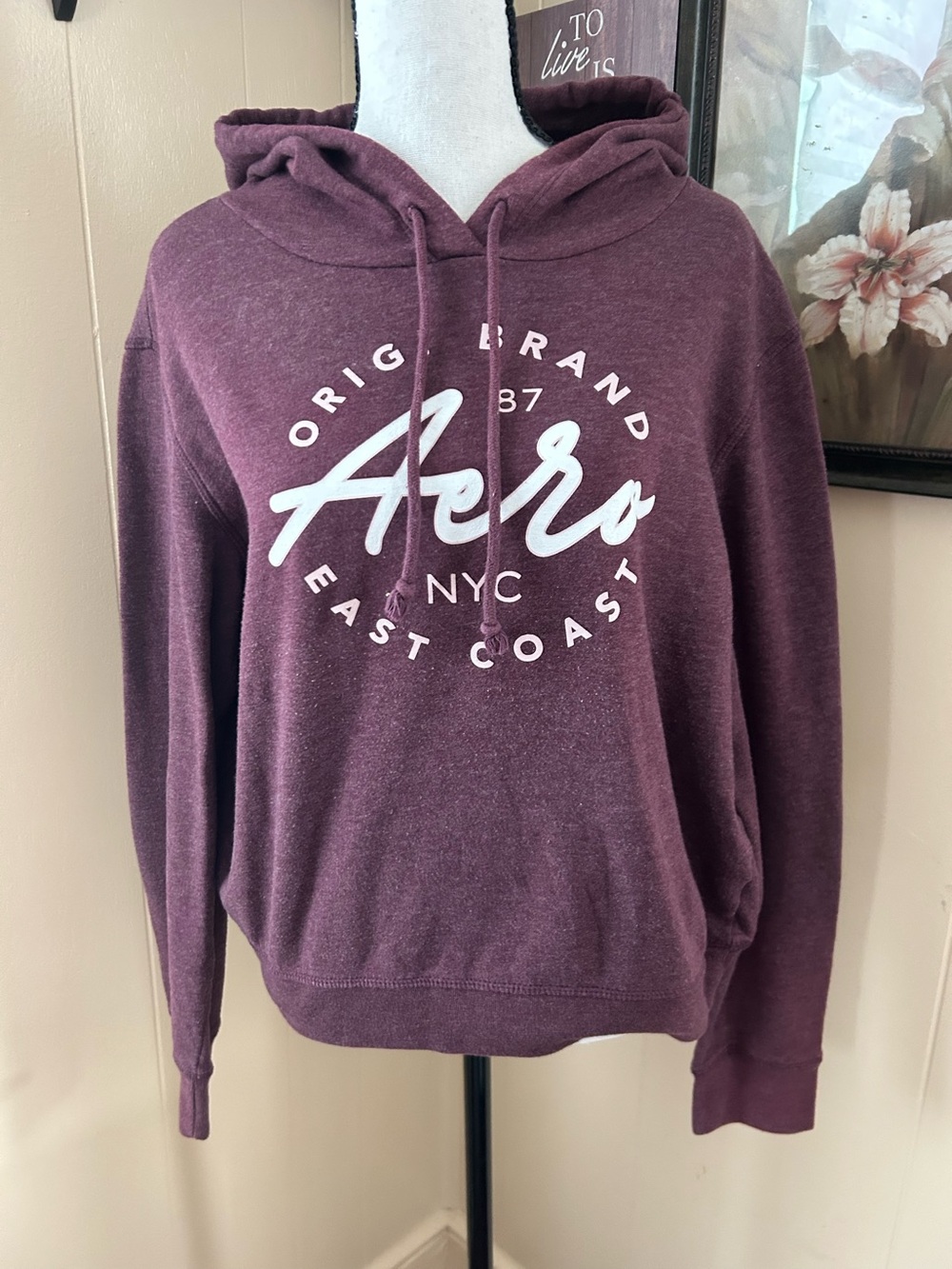 Aeropostale Plum Pullover Hoodie with White Label